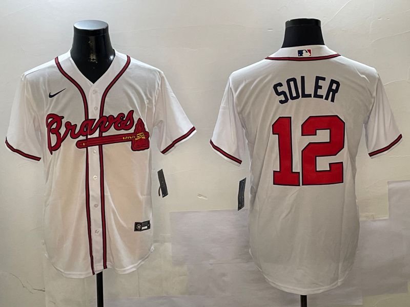 Men Atlanta Braves #12 Soler White Game 2024 Nike MLB Jersey style 3